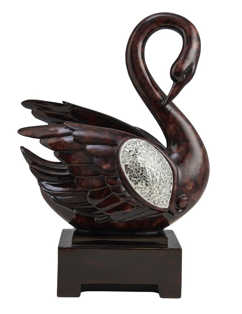17" Marbleized Cherry Brown Dove Figurine Sculpture. Sculpture isolated on a plain white background, in a brown marble finish.