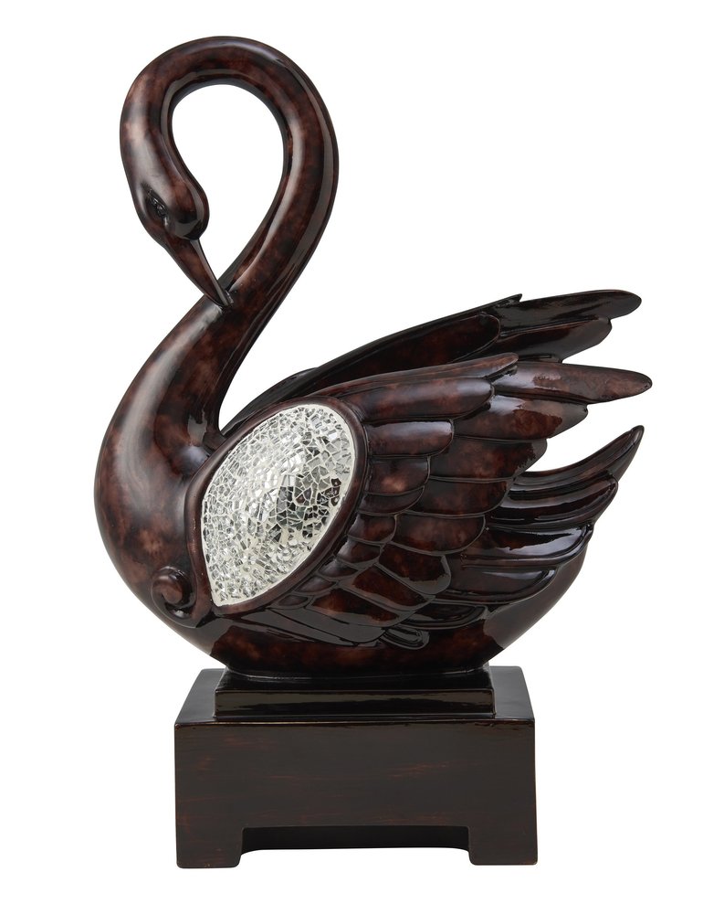 17" Marbleized Cherry Brown Dove Figurine Sculpture. Sculpture isolated on a plain white background, showing a brown marble surface.