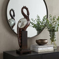 27" Marbleized Cherry Brown Polyresin Crane Figurine Sculpture