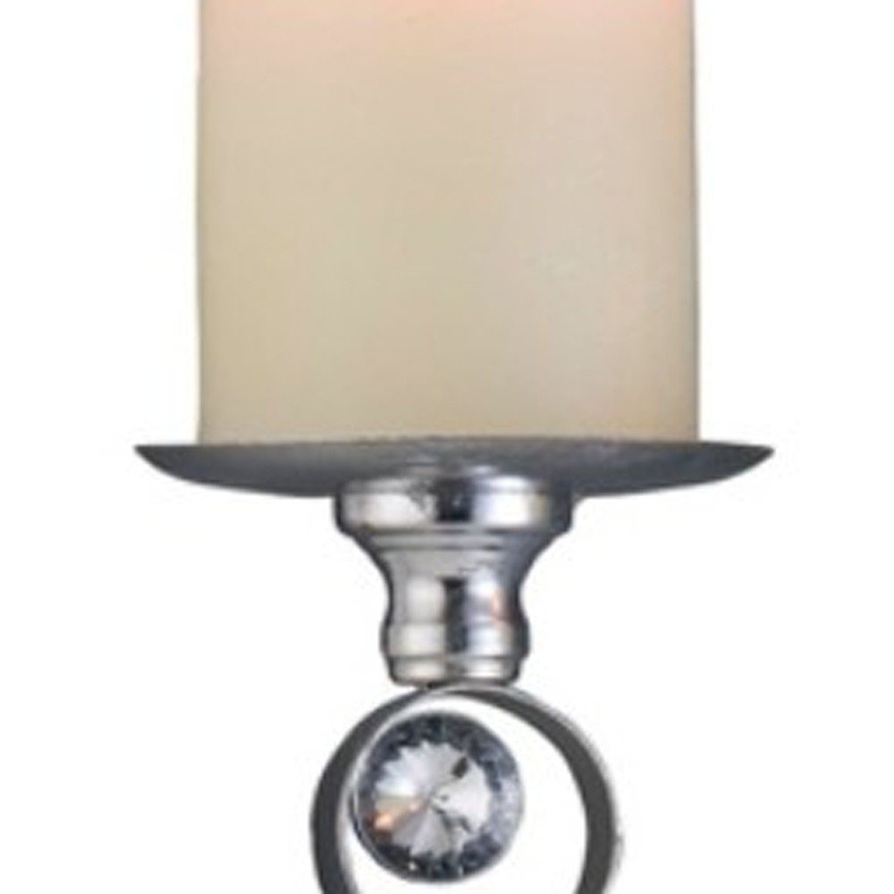 Set Of Two Silver and Blue Bling Tabletop Pillar Candle Holders on a white background