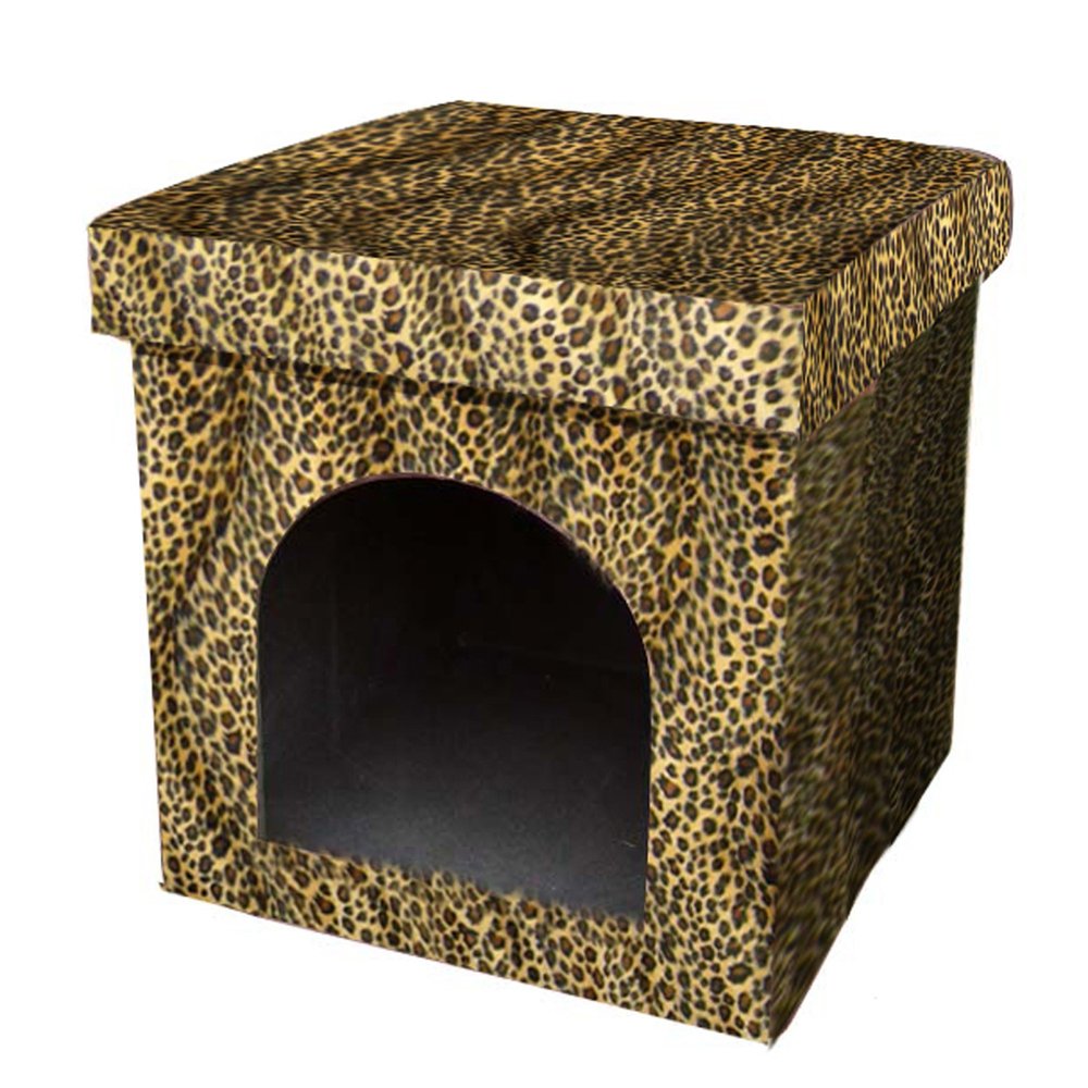 15" X 15" Dog Sofa Pet Bed. Dog bed isolated on a plain white background, finished in dark brown wood.