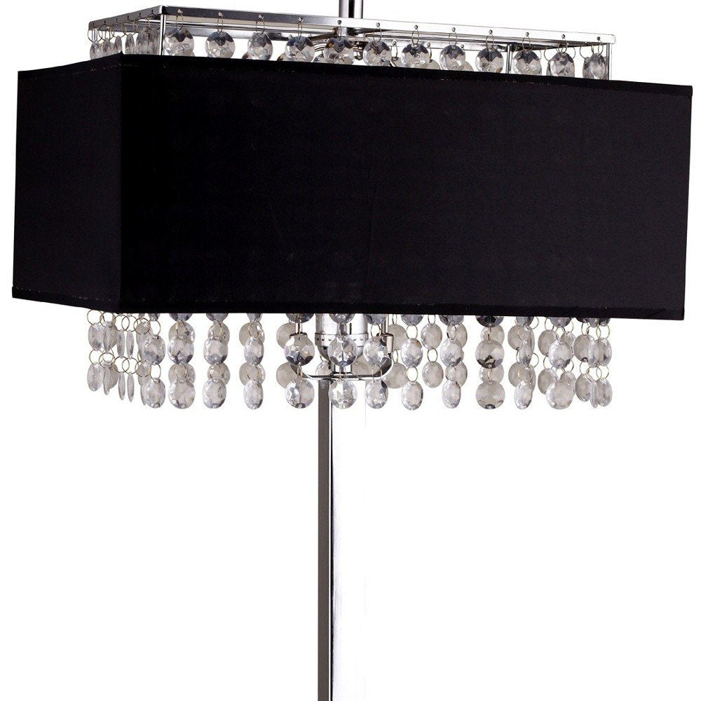 28" Silver Bedside Lamp With Shade. Lamp isolated on a plain white background, showing its silver color.