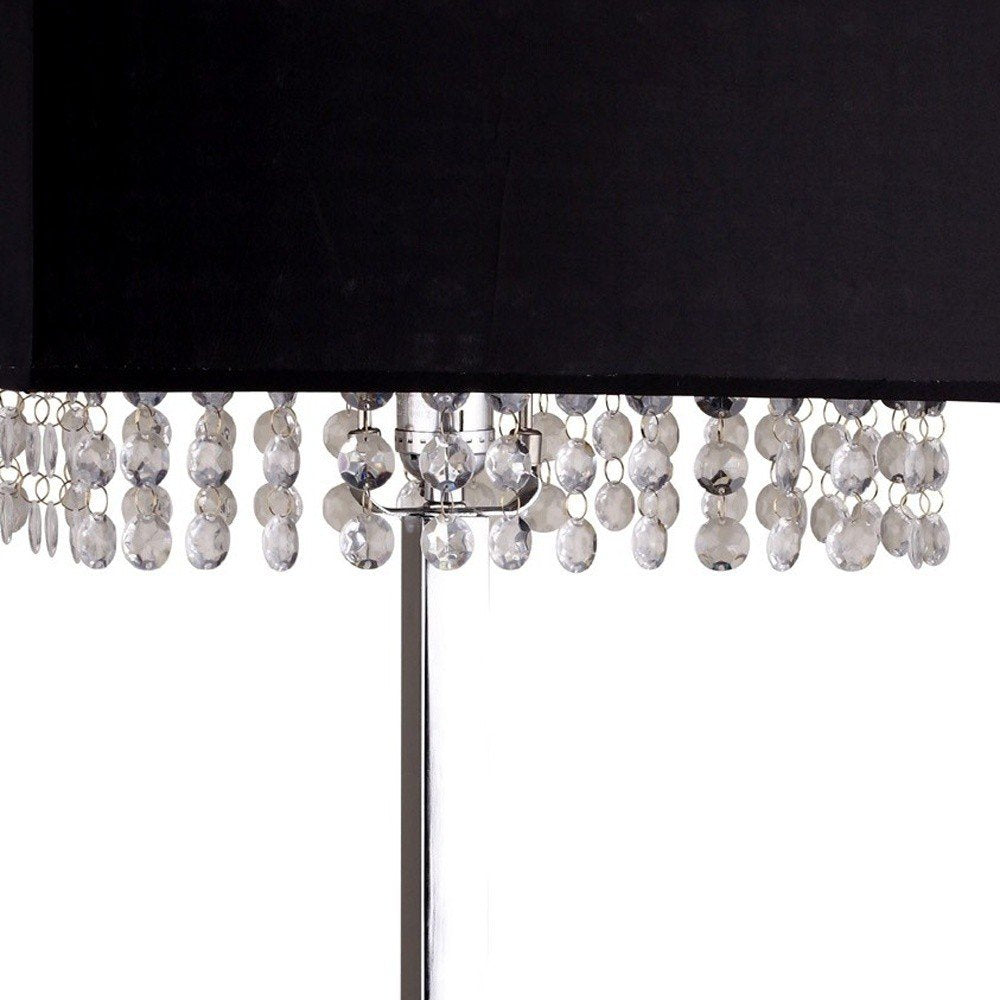28" Silver Bedside Lamp With Shade photographed against a dark studio background in silver.