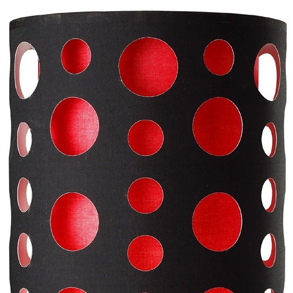 33" Steel Mod Table Lamp With Black And Red Drum Shade detail shot of the black metal finish.