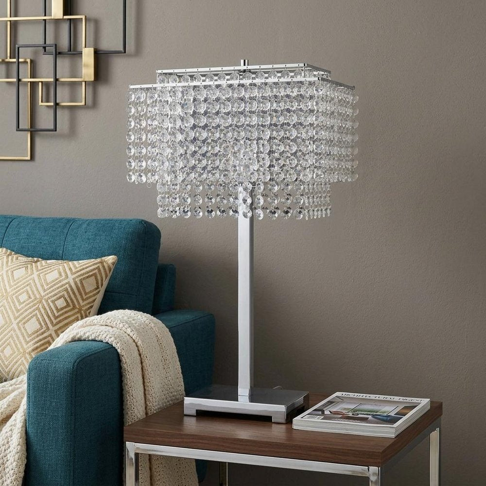 Bling Glam Faux Crystal Rectangular Table Lamp