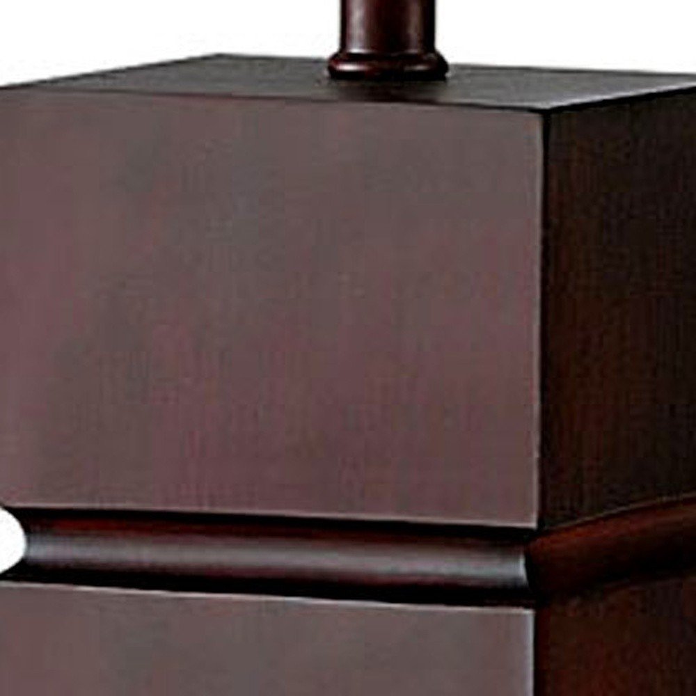 Close-up of 27" Brown Bedside Table Lamp With White Shade showing the brown texture.