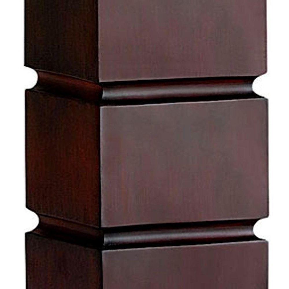 27" Brown Bedside Table Lamp With White Shade. Table lamp isolated on a plain white background, showing its brown color.