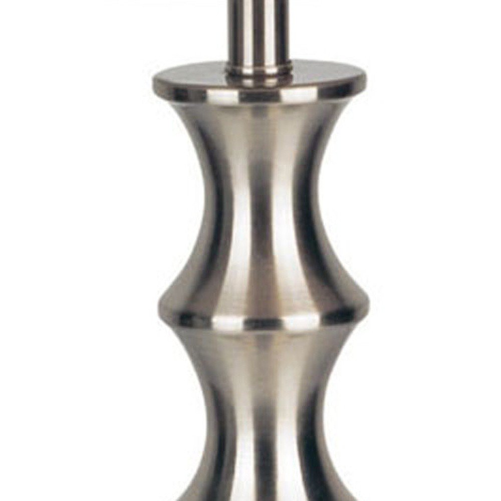 30" Black Solid Wood Bedside Table Lamp With White Shade. Table lamp isolated on a plain white background, in a black wood finish.