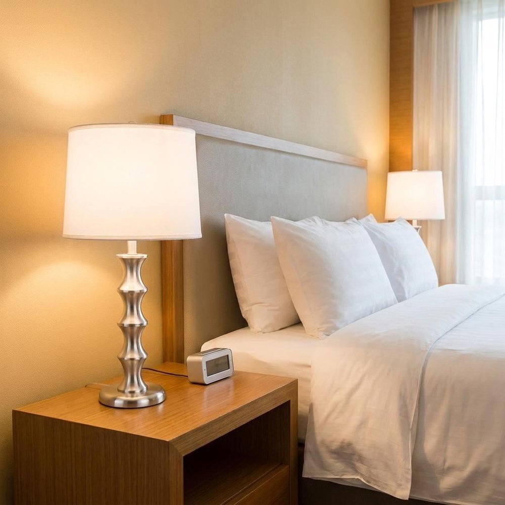 30" Black Solid Wood Bedside Table Lamp With White Shade. Table lamp in white wood.