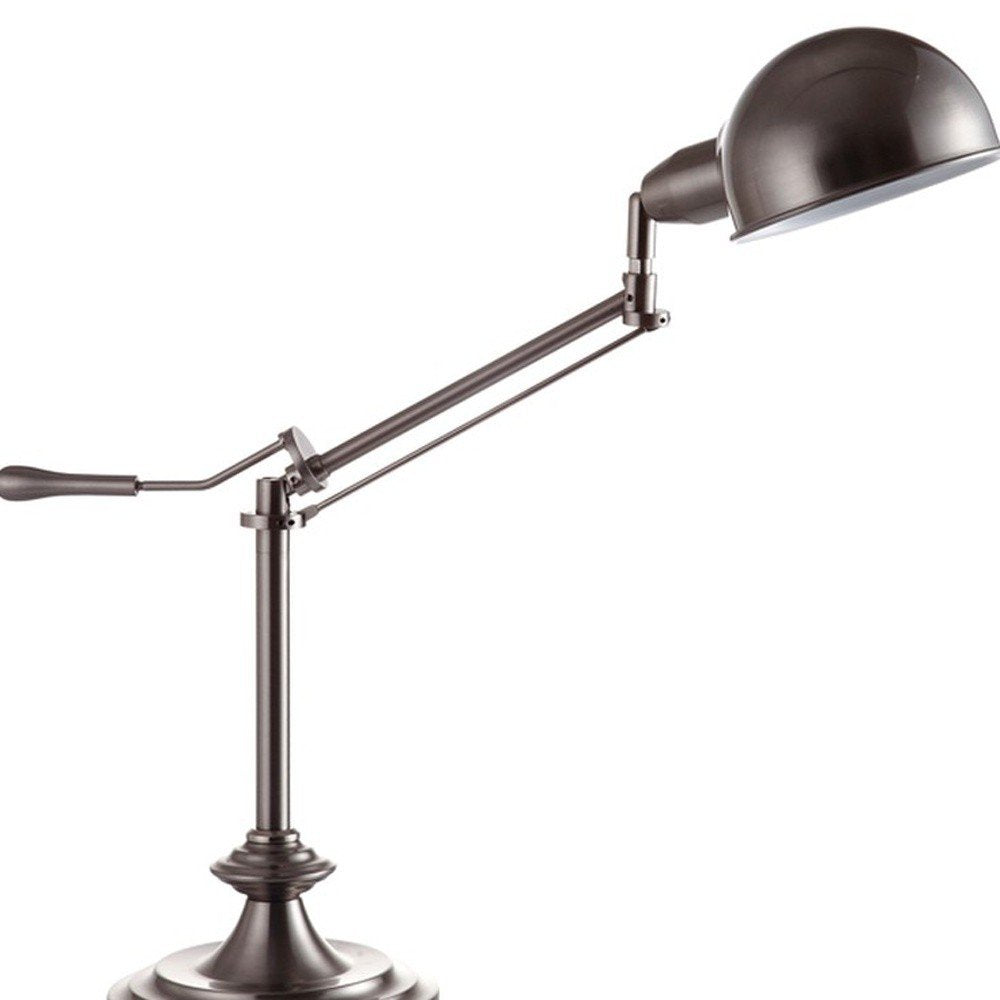 Silver Metal Swing Arm Table Lamp on a white background