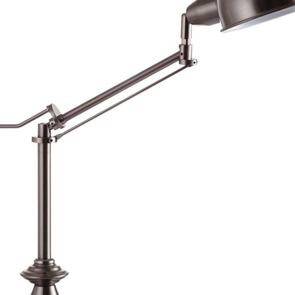 Silver Metal Swing Arm Table Lamp on a white background