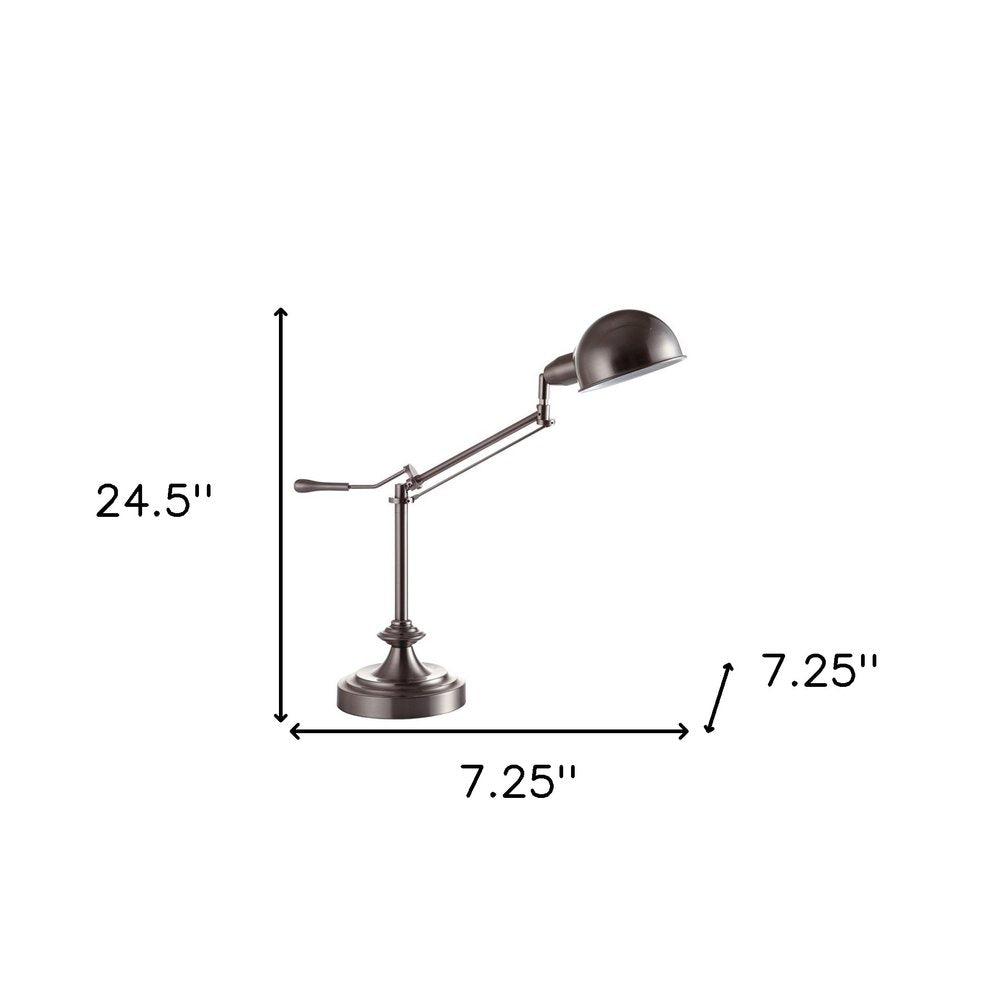 Silver Metal Swing Arm Table Lamp on a white background