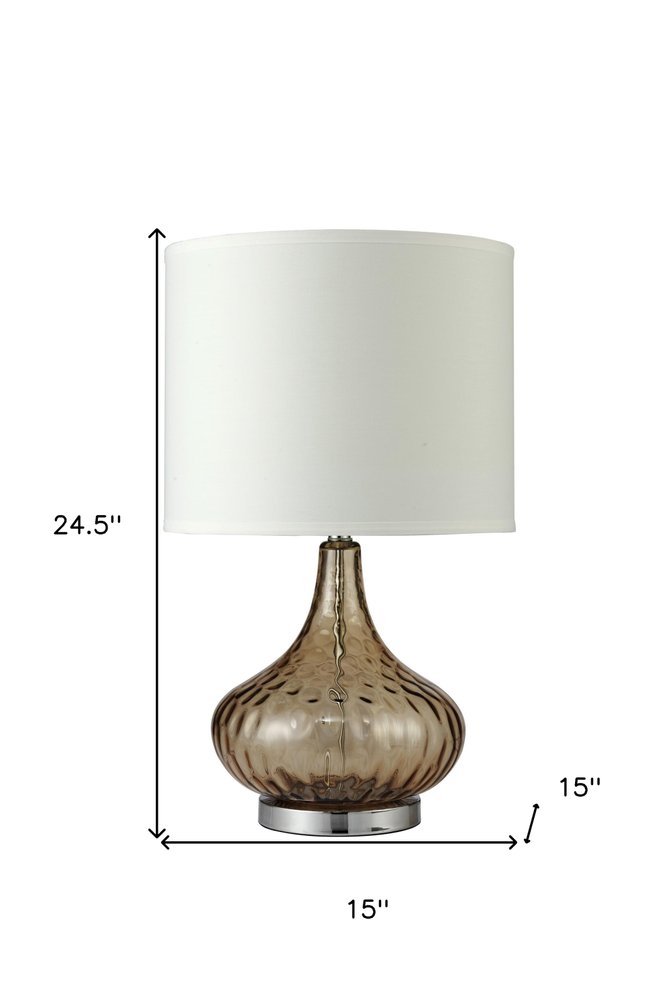 Brown Textured Glass Table Lamp on a white background