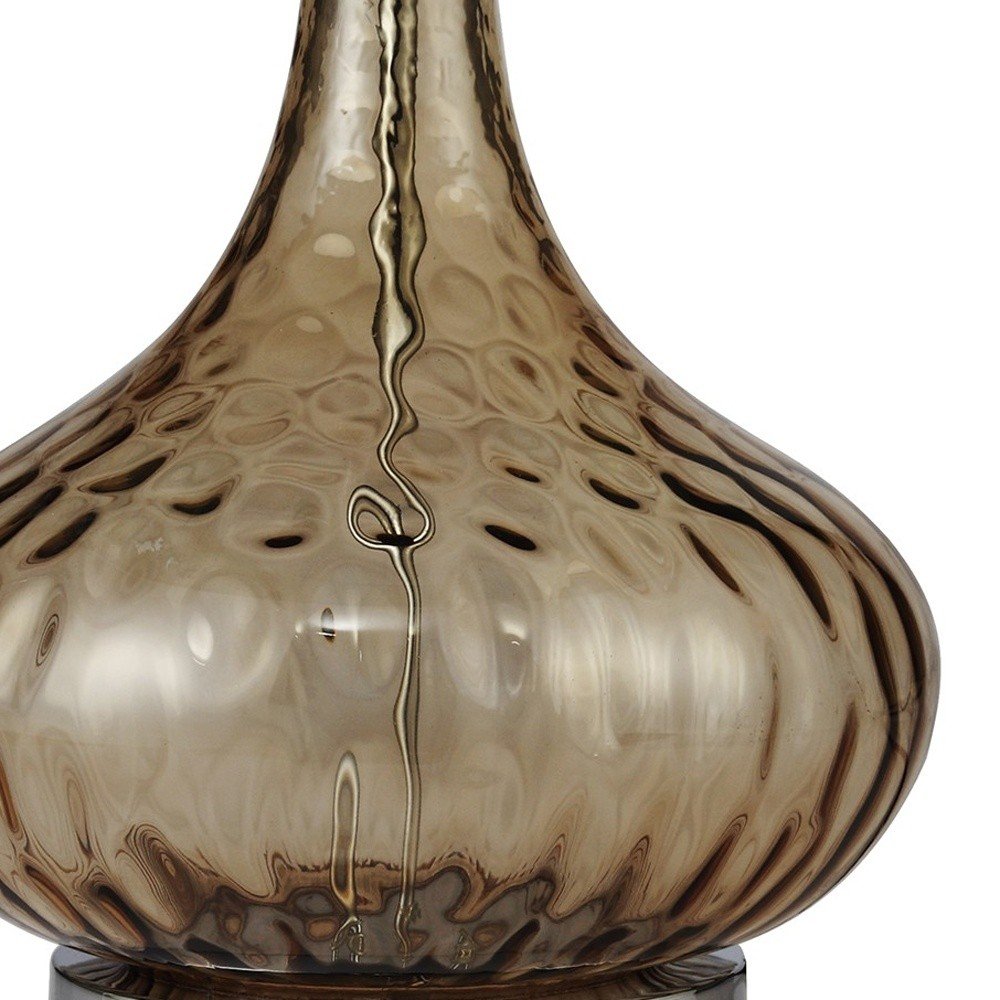 Brown Textured Glass Table Lamp on a white background