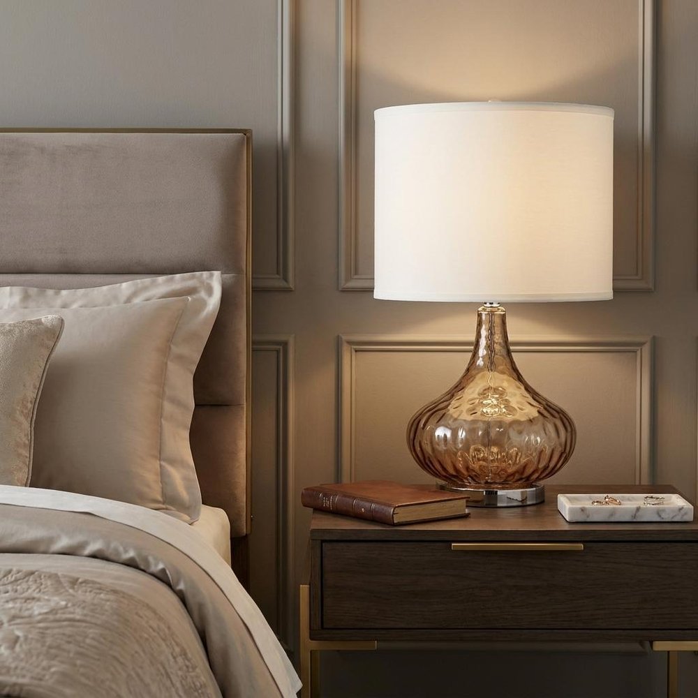 Brown Textured Glass Table Lamp