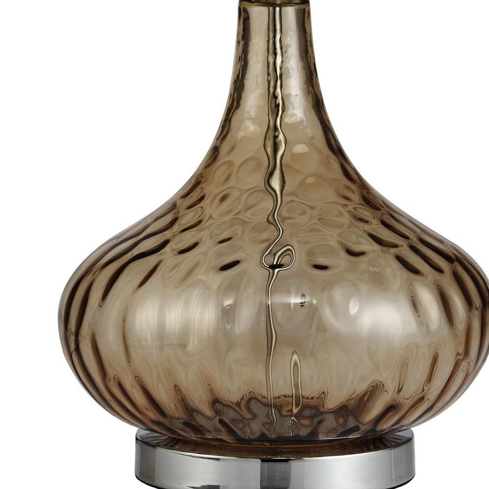Brown Textured Glass Table Lamp on a white background
