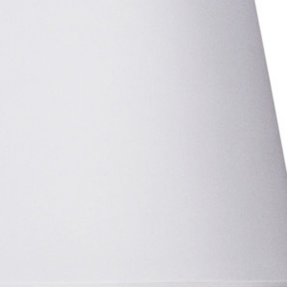 29" Silver Metal Table Lamp With White Classic Empire Shade. Table lamp isolated on a plain white background, finished in silver metal.