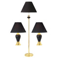 Set of Three 64" Black Urn Bedside Lamps With Empire Shades