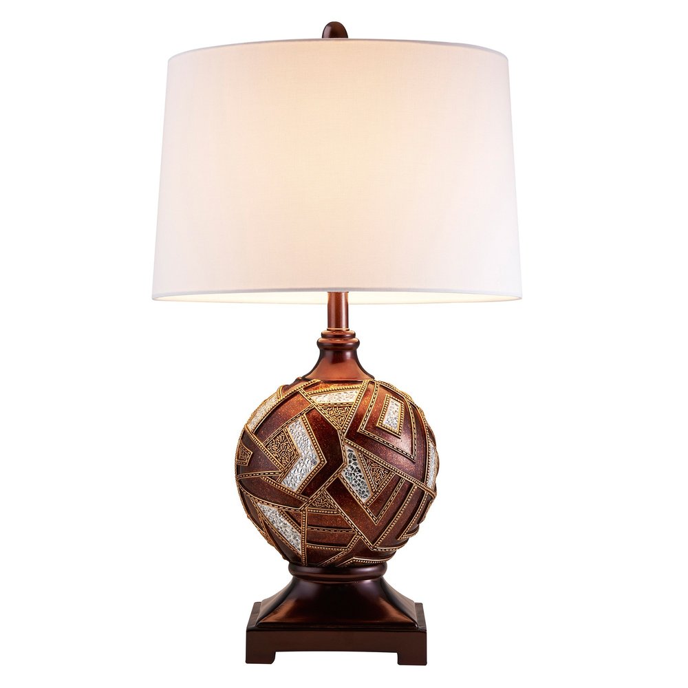 Brown Metallic Mosaic Design Table Lamp on a white background