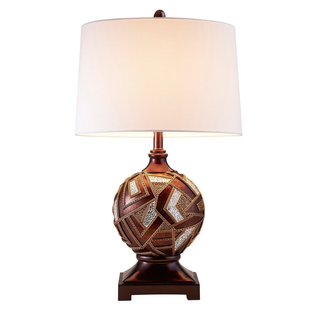 Brown Metallic Mosaic Design Table Lamp on a white background