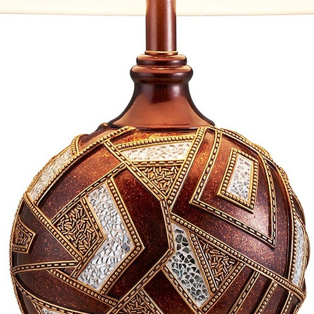 Brown Metallic Mosaic Design Table Lamp on a white background