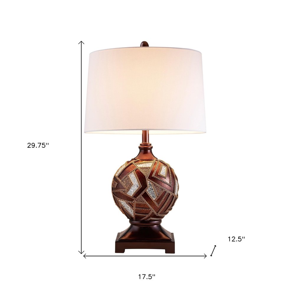 Brown Metallic Mosaic Design Table Lamp on a white background