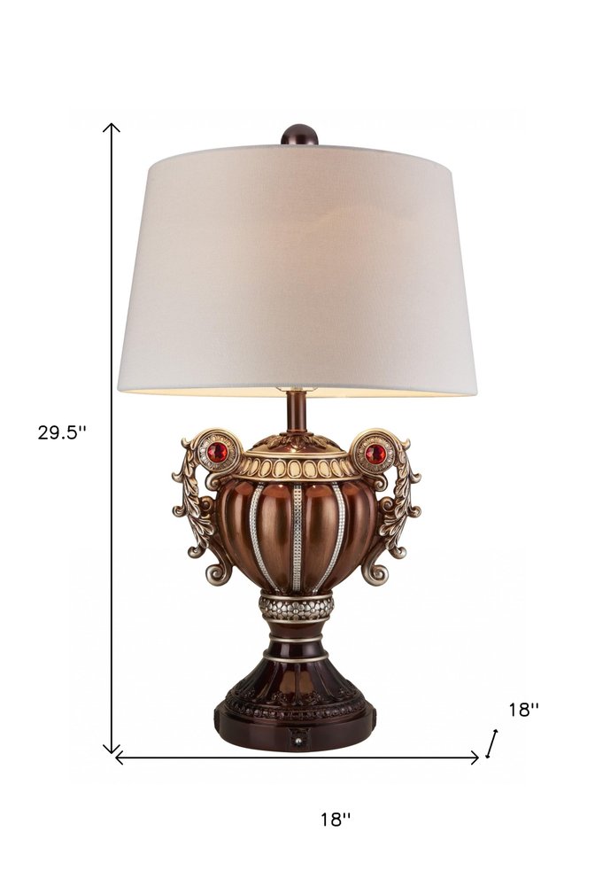 Tall Bronze Urn Shaped Table Lamp on a white background