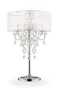 Glam Silver Faux Crystal Accent Table Lamp with See Thru Shade