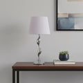 24" Silver Bedside Table Lamp With White Empire Shade. Table lamp in silver.
