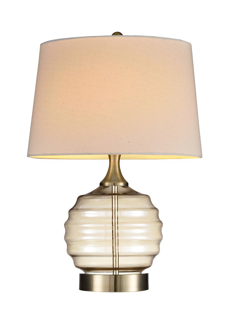 23" Off-White Metal Bedside Table Lamp With Off-White Shade. Table lamp isolated on a plain white background, in a off-white metal finish.