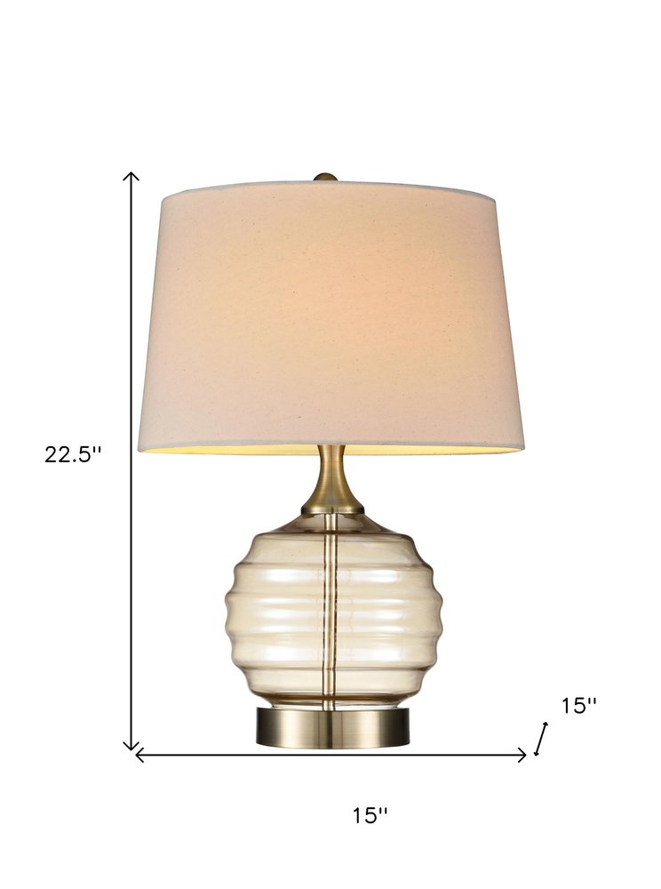 23" Off-White Metal Bedside Table Lamp With Off-White Shade. Table lamp isolated on a plain white background, finished in off-white metal.