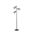 66" Black Metal Three Light Tree Floor Lamp With Black Metal Cage Shade