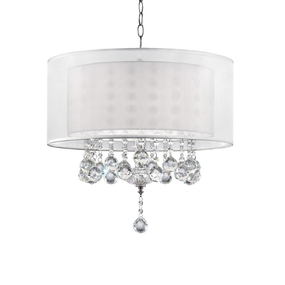 Chic Silver Ceiling Lamp with Crystal Accents and Silver Shade on a white background