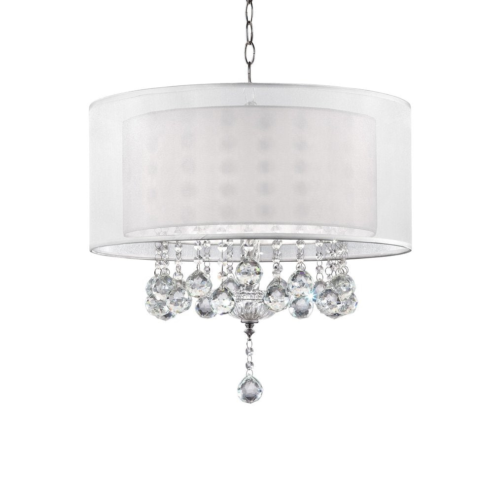 Chic Silver Ceiling Lamp with Crystal Accents and Silver Shade on a white background