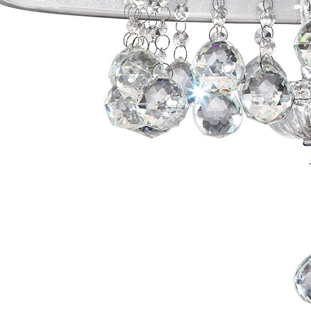 Chic Silver Ceiling Lamp with Crystal Accents and Silver Shade on a white background