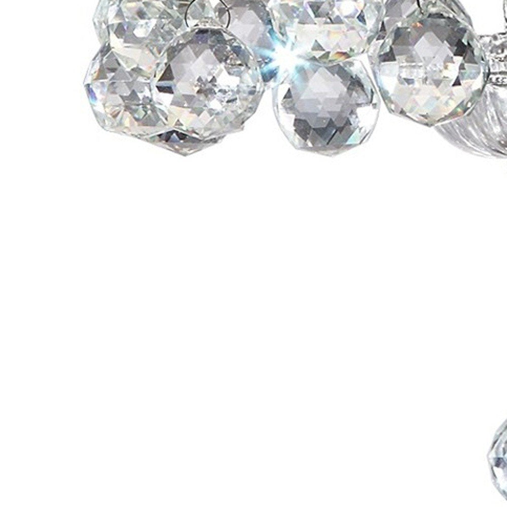 Chic Silver Ceiling Lamp with Crystal Accents and Silver Shade on a white background