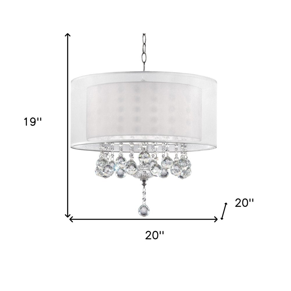 Chic Silver Ceiling Lamp with Crystal Accents and Silver Shade on a white background