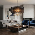 Contempo Silver Ceiling Lamp with Black Shade and Crystal Accents in a home interior