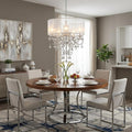 Glam Silver Faux Crystal Hanging Celing Lamp with See Thru Shade in a home interior
