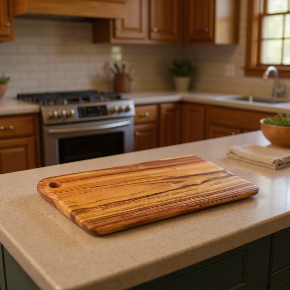 Natural Rounded Rectangle Anti-Bacterial Cutting Board in a home interior