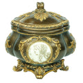 9" Bronze Gold And White Resin Floral Scroll Jewelry Box With Lacquer and High-Gloss Finishes on a white background