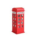 12" Red And White Faux Leather Telephone Booth Jewelry Box. Jewelry boxe isolated on a plain white background, in a red faux leather finish.