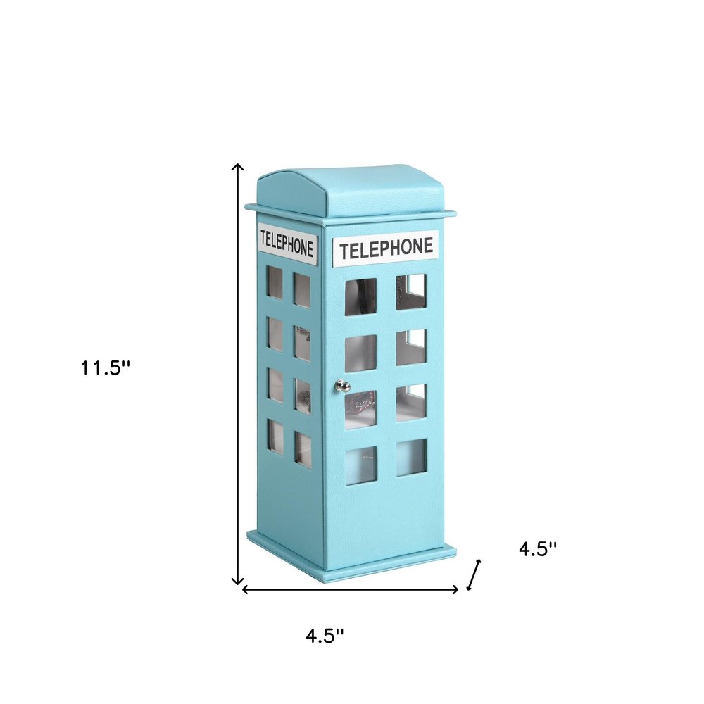 12" White Faux Leather Telephone Booth Jewelry Box