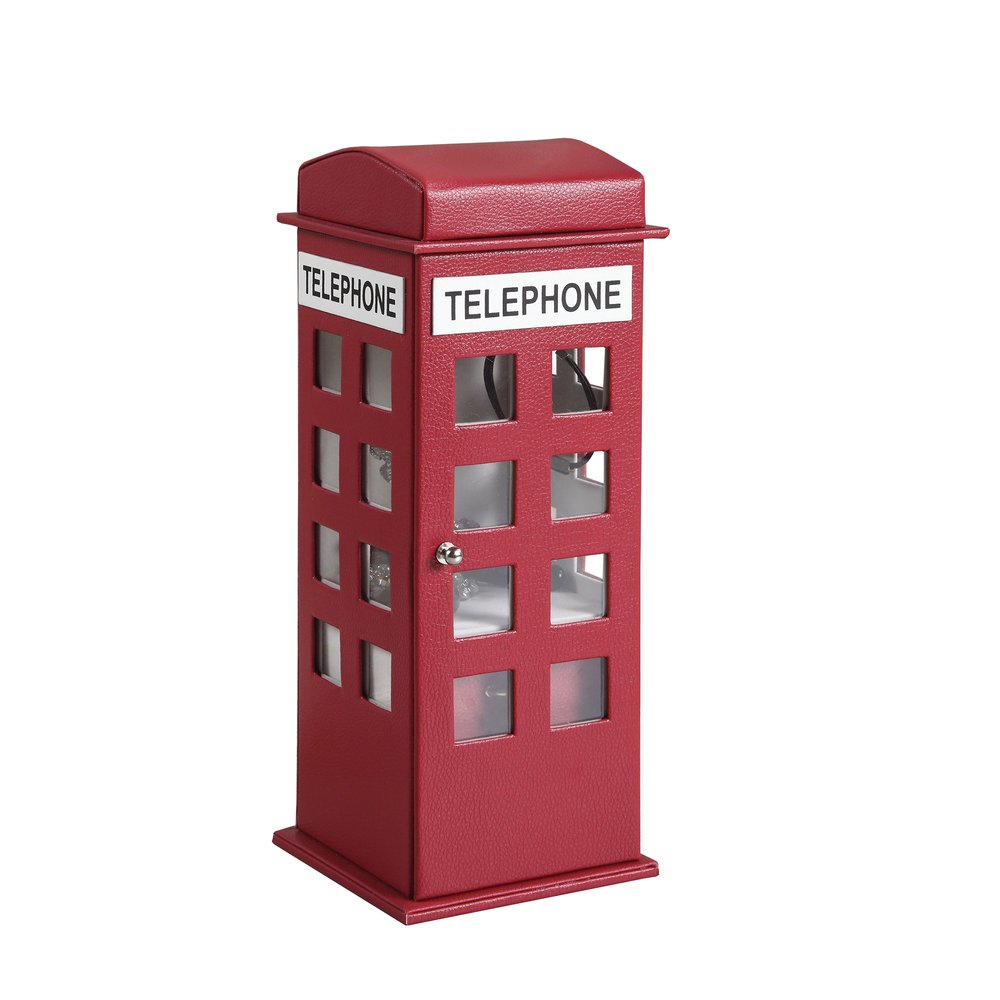 12" White Faux Leather Telephone Booth Jewelry Box