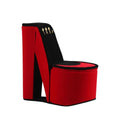 9" Red Black And Gold Velvet High Heel Jewelry Box on a white background