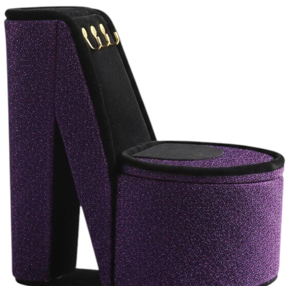 9" Red Black And Gold Leopard Print Velvet High Heel Jewelry Box