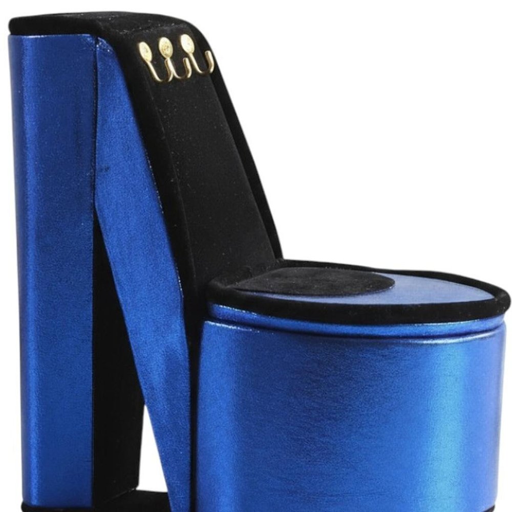 9" Purple Black And Gold Velvet High Heel Jewelry Box
