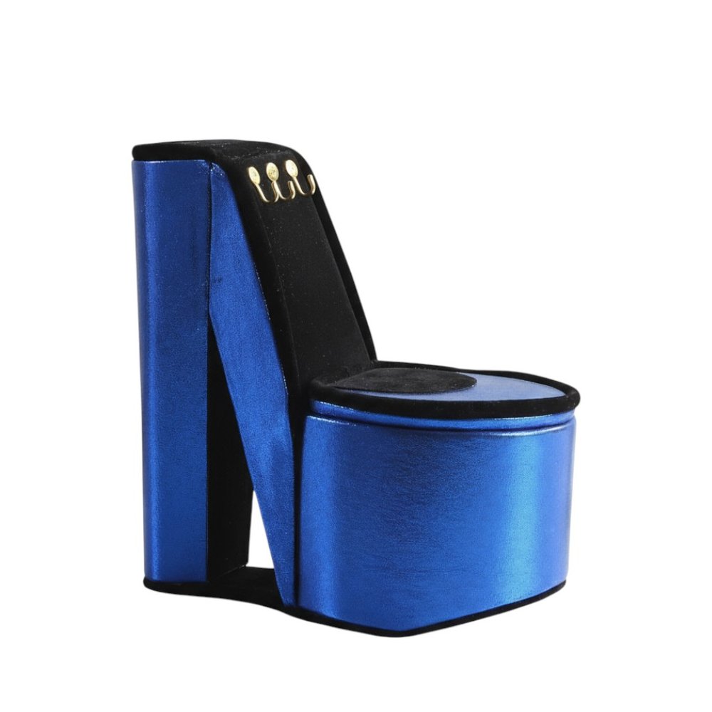 9" Purple Black And Gold Velvet High Heel Jewelry Box