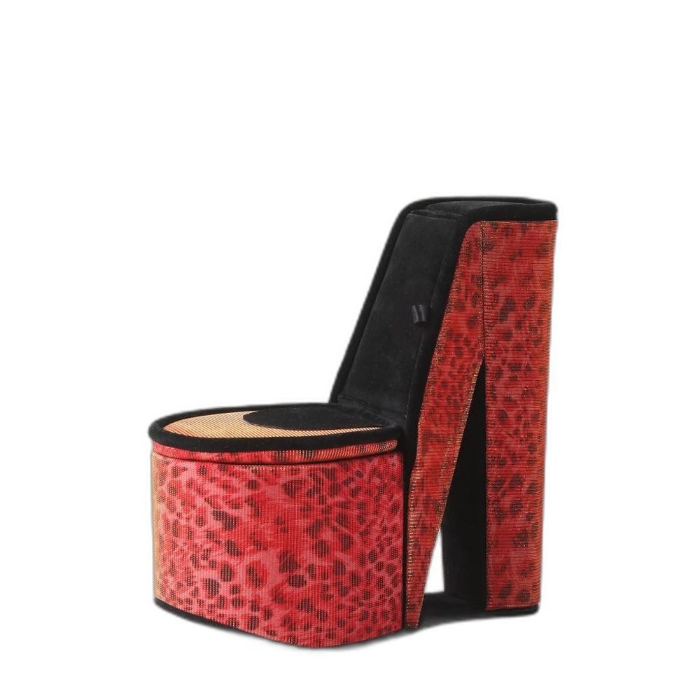 9" Purple And Black Glitter Velvet High Heel Jewelry Box