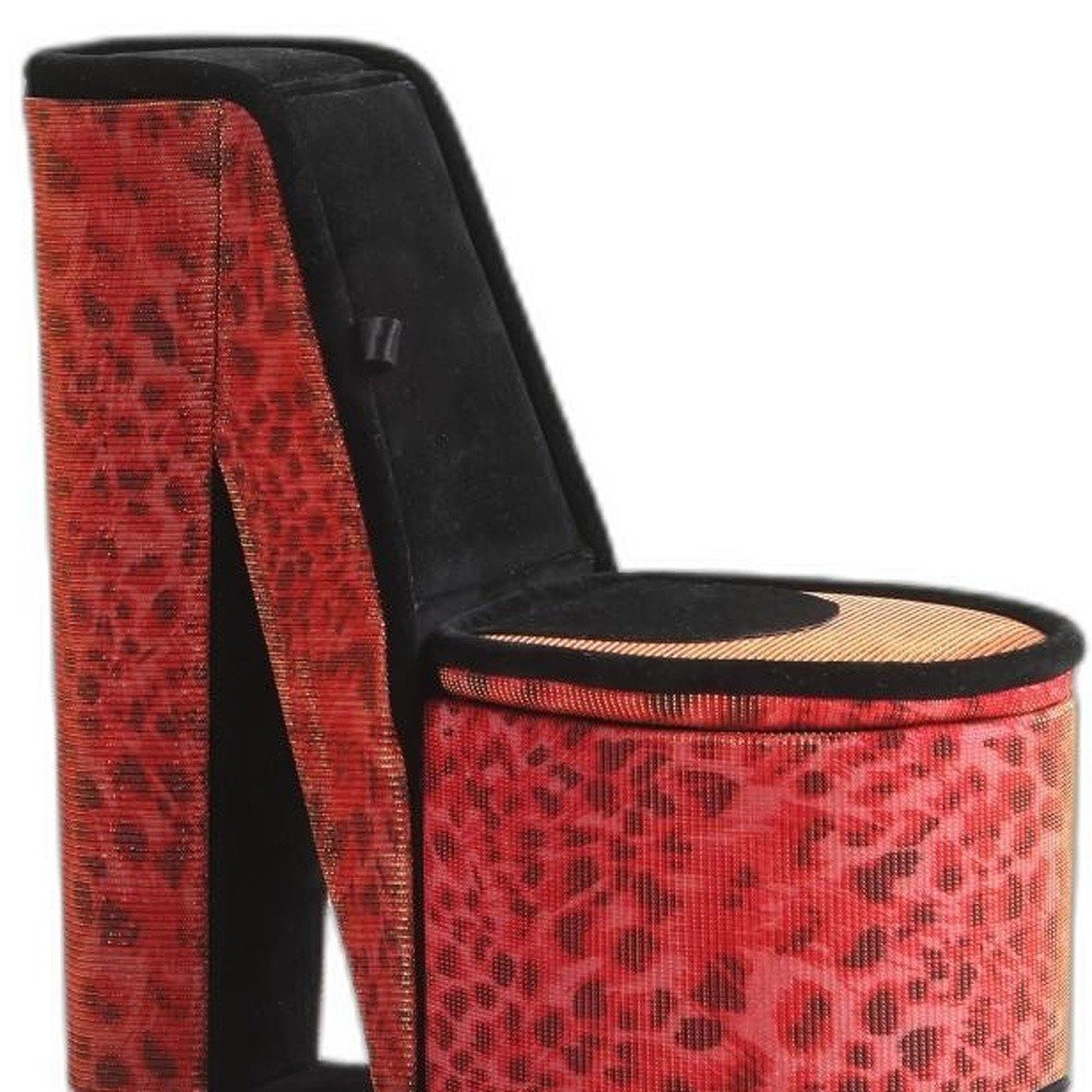 9" Purple And Black Glitter Velvet High Heel Jewelry Box on a white background